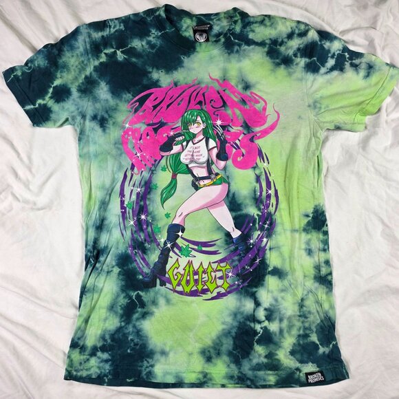 Broken Promises Guilt Anime Graphic Large Green Shirt Tie Dye Short Sleeve - Picture 1 of 12